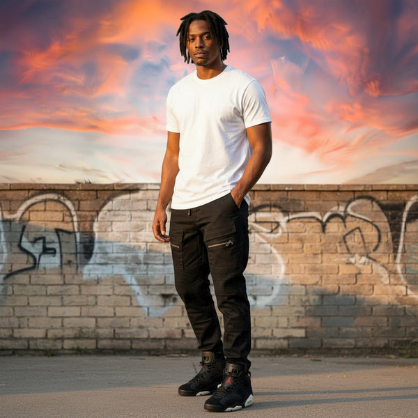 *AKADEMIKS* (BLACK) BIG MAN MOTO STYLE DENIM