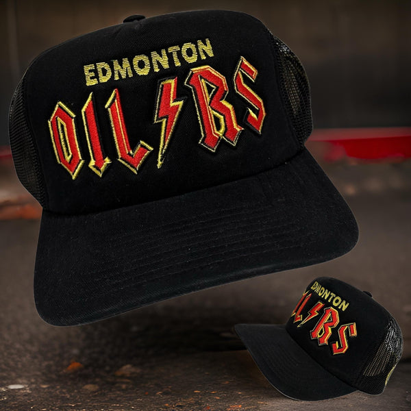 *Edmonton Oilers* ~AC/DC~ snapback/trucker hat by Mitchell & Ness (Rare Retailer Promo Sample)