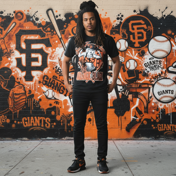 *<SC>* (BLACK) ~SAN FRANSISCO GIANTS~ HEAVY COTTON JUMBO PRINT TEES
