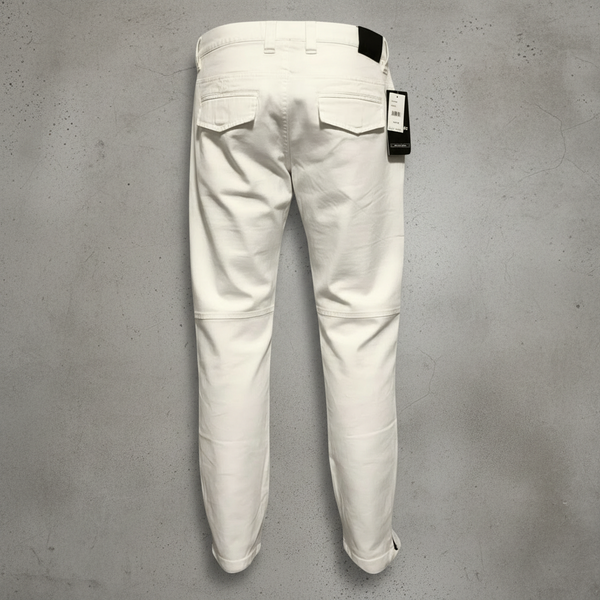 *AKADEMIKS* (WHITE) ~SLIM STRETCH~ RIBBED DENIM (34” X 32”)