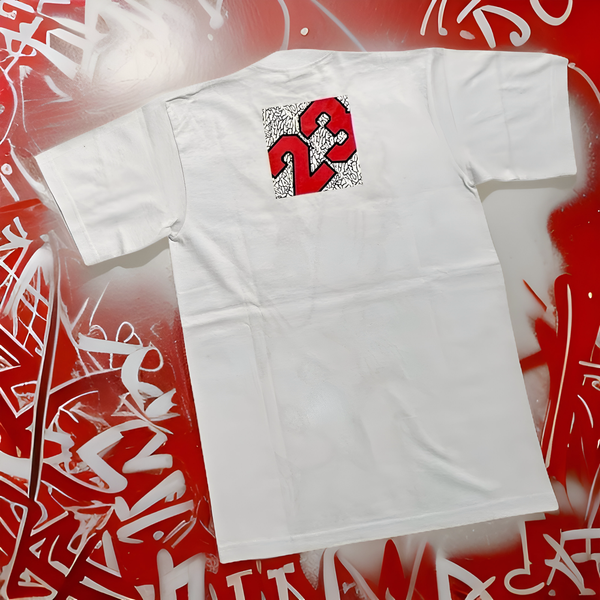 *<SC>* (WHITE) ~JORDAN 23~ HEAVY COTTON JUMBO PRINT TEES