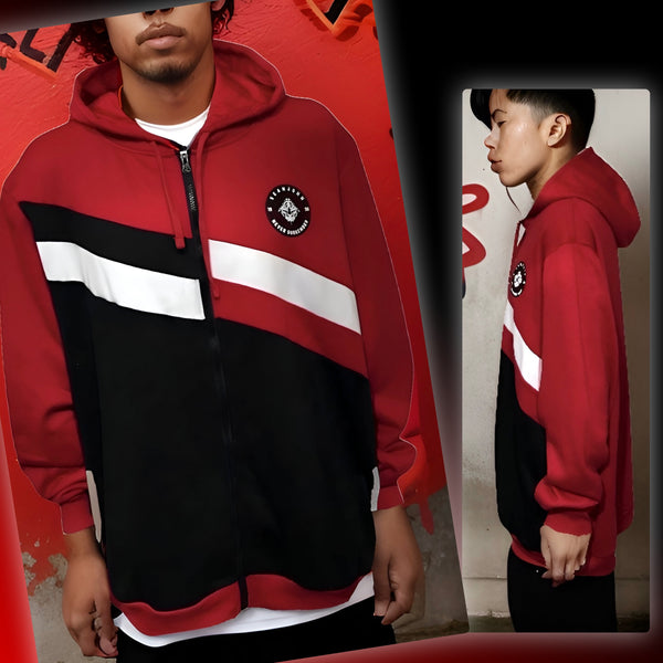 ^SEAN JOHN^ (RED-MULTI) POLYESTER HOODED ZIP UP TRACK JACKETS (XB SIZED)