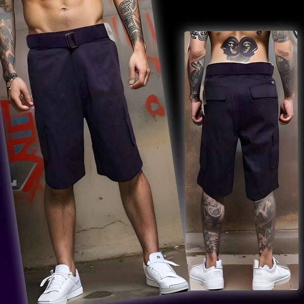 ^BROOKLYN XPRESS^ (PURPLE) BELTED CARGO SHORTS FOR MEN