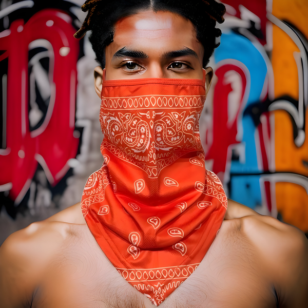 *WINTER HEADWEAR / FACE COVERINGS* ~ORANGE BANDANA~