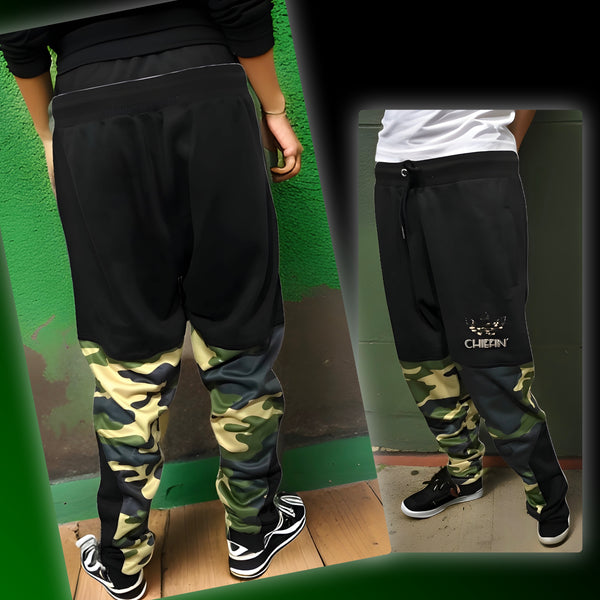 ^CHIEFIN’ ADI-FEATHER^ (GREEN CAMOUFLAGE) LUX JOGGER SWEATPANTS (CUT & SEW)