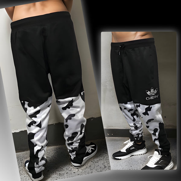 ^CHIEFIN’ ADI-FEATHER^ (WHITE CAMOUFLAGE) LUXURY JOGGER SWEAT PANTS (CUT & SEW)