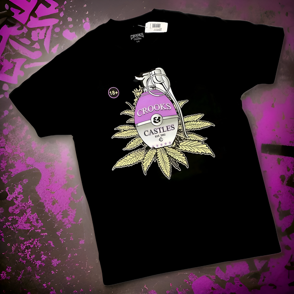 *CROOKS & CASTLES* (BLACK) ~WEED GRENADE~ SHORT SLEEVE T-SHIRTS