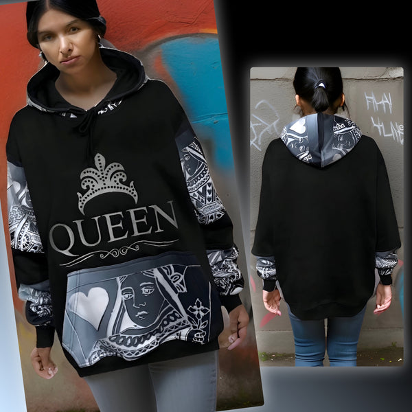 ^QUEEN OF HEARTS^ ~LUXURY PULLOVER HOODIES~ (CUT & SEW) (EMBROIDERED LOGO)