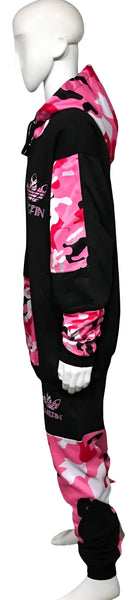 ^CHIEFIN’ ADI-FEATHER^ (PINK CAMOUFLAGE) HOODED ZIP UP TRACKSUITS (CUT & SEW)