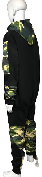 ^CHIEFIN’ ADI-FEATHER^ (GREEN CAMOUFLAGE) LUX HOODED ZIP UP TRACKSUITS (CUT & SEW)