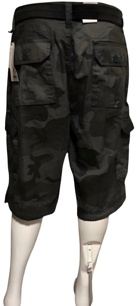 ^ABLANCHE^ (GREY CAMOUFLAGE) BELTED CARGO SHORTS FOR MEN