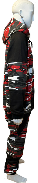 ^23 JORDAN^ (RED-CAMO) LUXURY HOODED SWEATSUITS (EMBROIDERED)