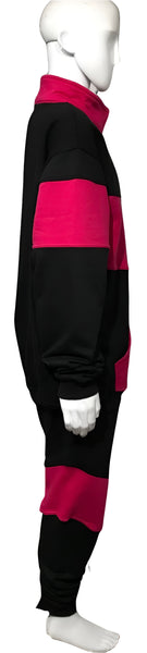 ^23^ (BLACK-HOT PINK) ZIP UP TRACKSUITS (CUT & SEW) (UNISEX)