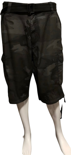 ^ABLANCHE^ (GREY CAMOUFLAGE) BELTED CARGO SHORTS FOR MEN
