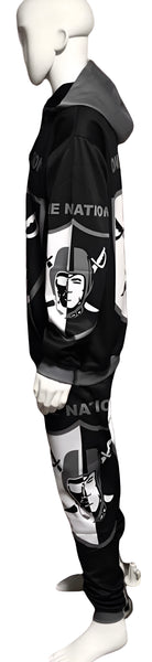 ^RAIDERS^ ~ONE NATION~ JOGGER SWEATSUITS (HOODED) (FLEECY SOFT LINED)