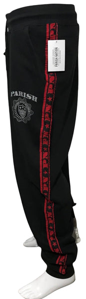 ^PARISH NATION^ (BLACK-RED) JOGGERS SWEATPANTS (BIG & TALL)