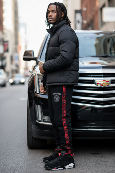 *PARISH NATION* (BLACK-RED) •JOGGER SWEATPANTS• (BIG & TALL)