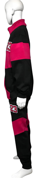 ^23^ (BLACK-HOT PINK) ZIP UP TRACKSUITS (CUT & SEW) (UNISEX)