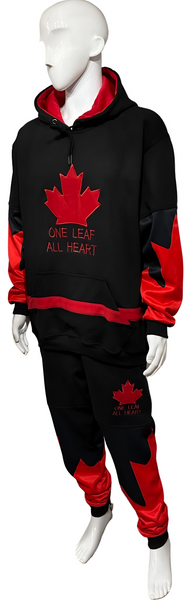 ^ALL HEART^ ~CANADIAN WOLRLD JUNIOR HOCKEY~ (BLACK-RED) HOODED SWEATSUITS