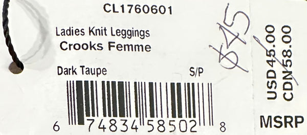 *CROOKS & CASTLES* (DARK TAUPE) ~CROOKS FEMME~ KNIT LEGGINGS FOR WOMEN