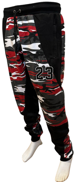 ^23 JORDAN^ (RED-CAMO) LUXURY JOGGER SWEATPANTS (EMBROIDERED)