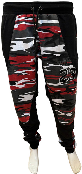 ^23 JORDAN^ (RED-CAMO) LUXURY JOGGER SWEATPANTS (EMBROIDERED)