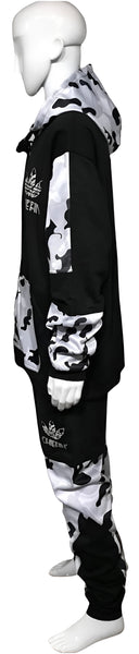 ^CHIEFIN’ ADI-FEATHER^ (WHITE CAMOUFLAGE) LUXURY HOODED ZIP UP TRACKSUITS (CUT & SEW)