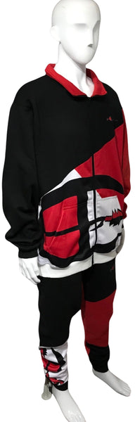 ^CHAMPION CHIEF^ (RED-MULTI) LUXURY ZIP UP TRACKSUITS (CUT & SEW) (EMBROIDERED LOGOS)