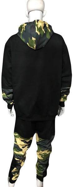 ^CHIEFIN’ ADI-FEATHER^ (GREEN CAMOUFLAGE) LUX HOODED ZIP UP TRACKSUITS (CUT & SEW)