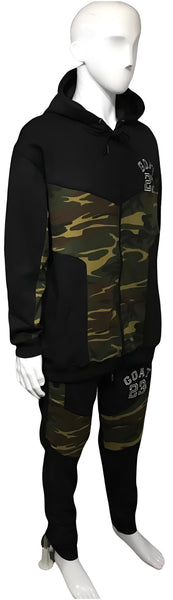 ^23 GOAT^ CAMOUFLAGE LUXURY ZIP UP SWEATSUITS (CUT & SEW) (EMBROIDERED LOGOS)