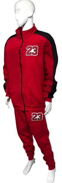 ^23^ (RED-BLACK) ZIP UP TRACKSUITS (CUT & SEW)