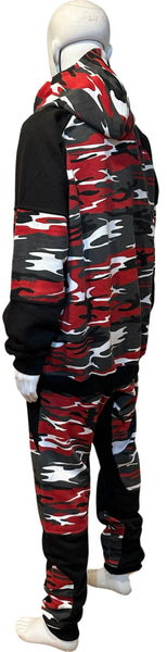 ^23 JORDAN^ (RED-CAMO) LUXURY HOODED SWEATSUITS (EMBROIDERED)