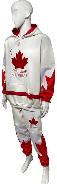 ^ALL HEART^ ~CANADIAN WORLD JUNIOR HOCKEY~ (WHITE-RED) HOODED SWEATSUITS