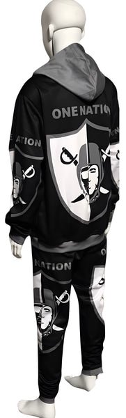 ^RAIDERS^ ~ONE NATION~ JOGGER SWEATSUITS (HOODED) (FLEECY SOFT LINED)