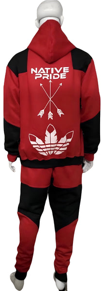 ^CHIEF V3R$@C3^ (RED-BLACK) JOGGER SWEATSUITS (CUT & SEW) (TWO TONE)