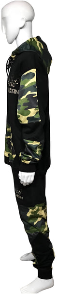 ^CHIEFIN’ ADI-FEATHER^ (GREEN CAMOUFLAGE) LUX HOODED ZIP UP TRACKSUITS (CUT & SEW)