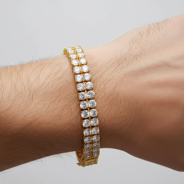 •2 ROW 8” BRACELETS• (PRONG SET) (18K PLATED)