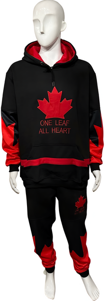 ^ALL HEART^ ~CANADIAN WOLRLD JUNIOR HOCKEY~ (BLACK-RED) HOODED SWEATSUITS