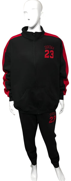 ^23^ (BLACK/RED) ZIP UP TRACKSUITS (CUT & SEW) (EMBROIDERED LOGO)