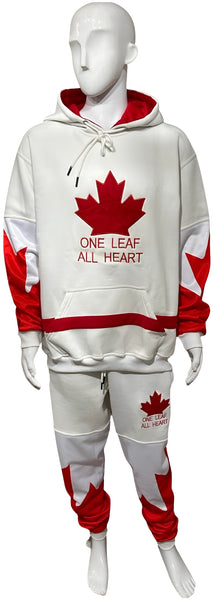 ^ALL HEART^ ~CANADIAN WORLD JUNIOR HOCKEY~ (WHITE-RED) HOODED SWEATSUITS