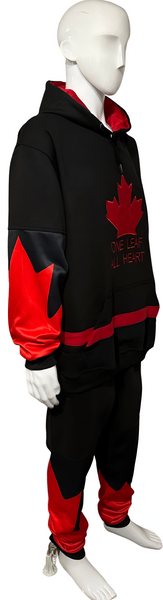 ^ALL HEART^ ~CANADIAN WOLRLD JUNIOR HOCKEY~ (BLACK-RED) HOODED SWEATSUITS