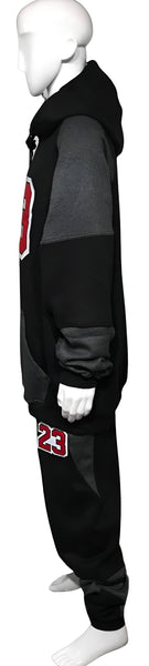 ^23^ (BLACK-DARK GREY) LUXURY JOGGER SWEATSUITS (CUT & SEW)