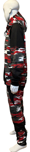 ^23 JORDAN^ (RED-CAMO) LUXURY HOODED SWEATSUITS (EMBROIDERED)