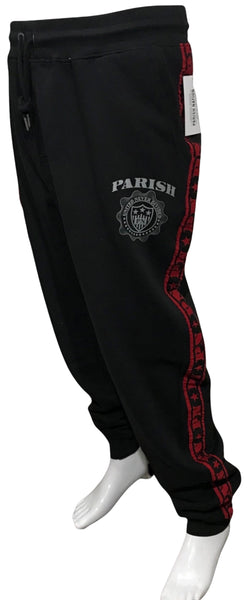 ^PARISH NATION^ (BLACK-RED) JOGGERS SWEATPANTS (BIG & TALL)