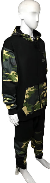 ^CHIEFIN’ ADI-FEATHER^ (GREEN CAMOUFLAGE) LUX HOODED ZIP UP TRACKSUITS (CUT & SEW)