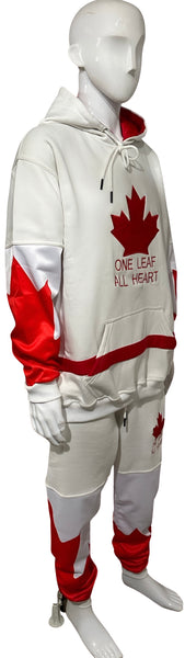 ^ALL HEART^ ~CANADIAN WORLD JUNIOR HOCKEY~ (WHITE-RED) HOODED SWEATSUITS