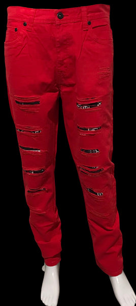 ^SOUTHPOLE^ (RED) RIPPED DENIM FOR MEN (34'' x 32'')