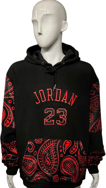 ^23 JORDAN^ (BLACK-RED PAISLEY) PULLOVER HOODIES