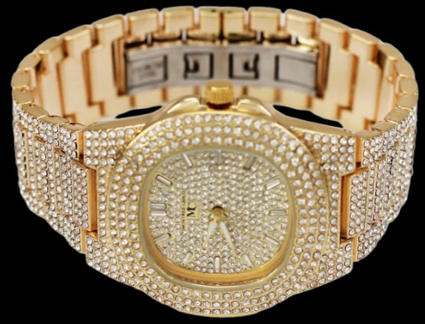 *MC* ~ICED OUT~ (UNISEX) HIP HOP WATCHES (GOLD)