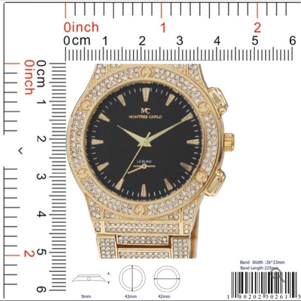 *MC* ~ICED OUT~ METAL BAND HIP HOP STYLE WATCHES (GOLD)